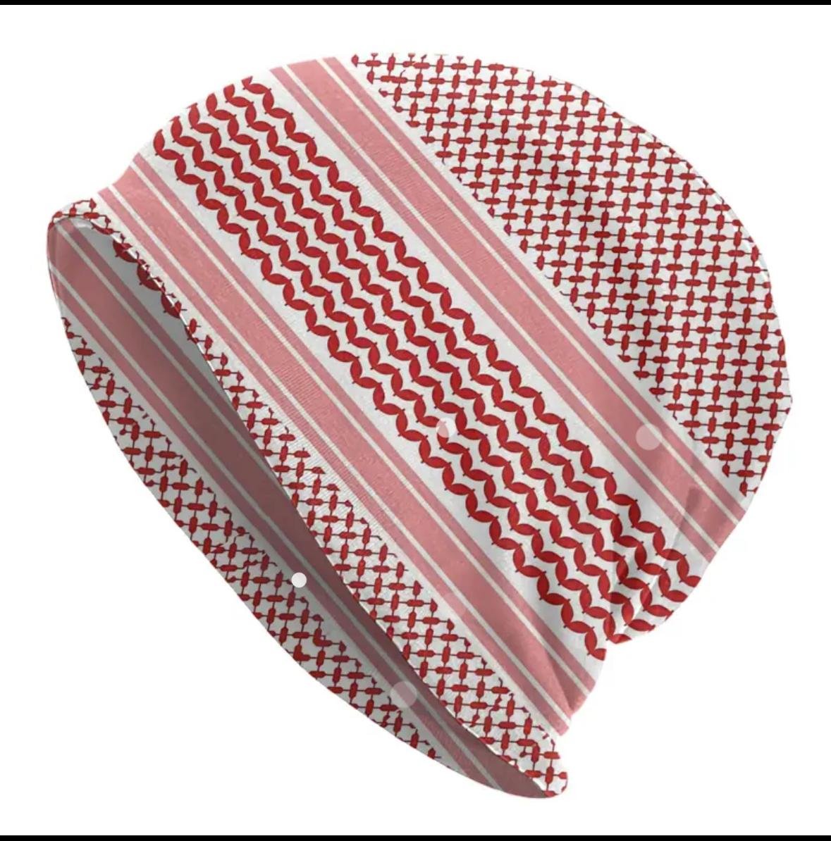 قبعة شتوية بنقشة الشماغ